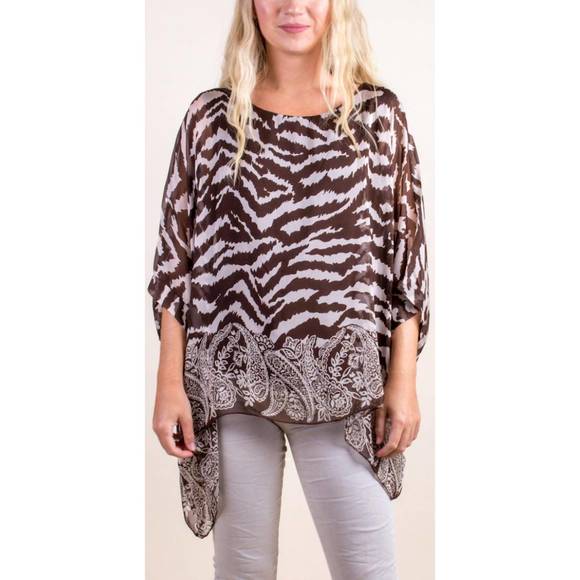 NEW GIGI MODA seta unica kaftan top in chocolate - Picture 1 of 1